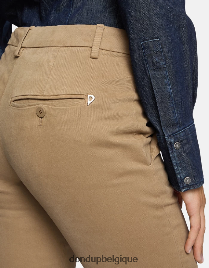 femmes vêtements DONDUP sable pantalon slim en coton parfait 8826D0178