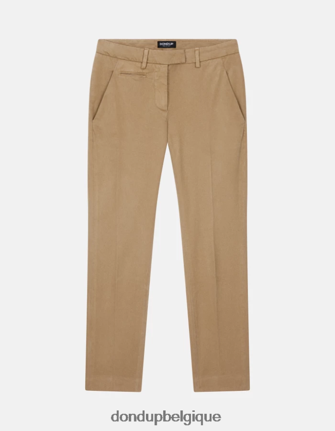 femmes vêtements DONDUP sable pantalon slim en coton parfait 8826D0178