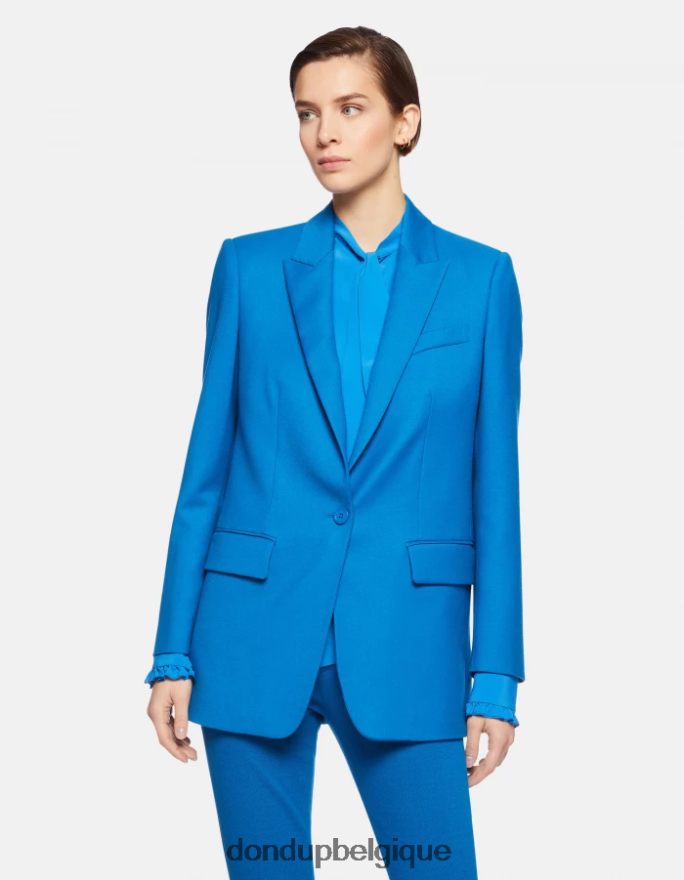 femmes vêtements DONDUP turquoise blazer en flanelle à simple boutonnage 8826D0386