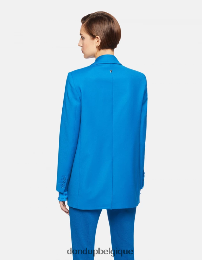 femmes vêtements DONDUP turquoise blazer en flanelle à simple boutonnage 8826D0386