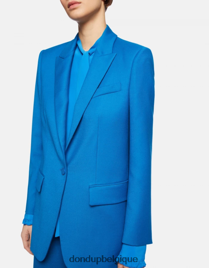 femmes vêtements DONDUP turquoise blazer en flanelle à simple boutonnage 8826D0386