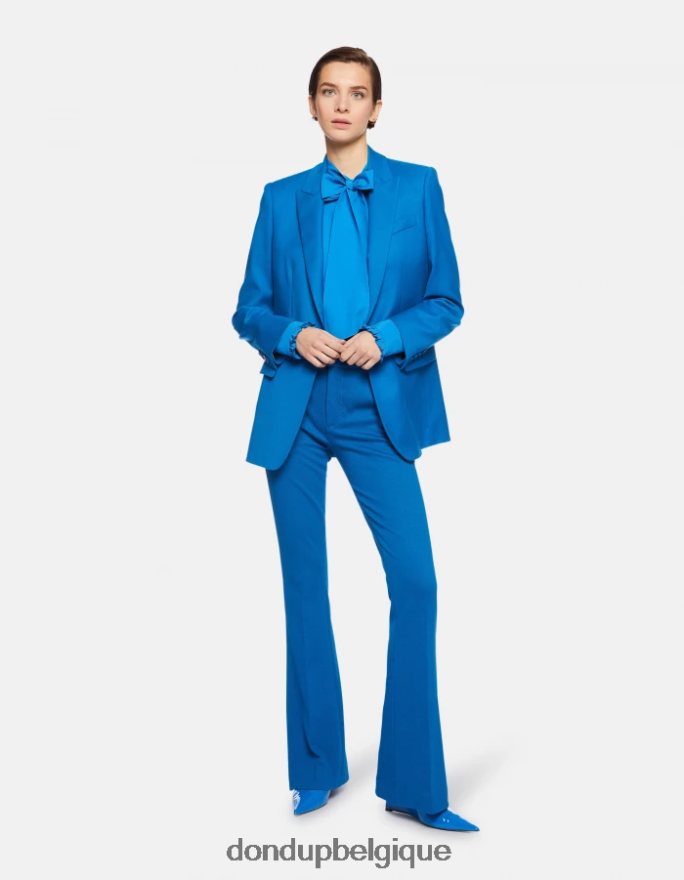 femmes vêtements DONDUP turquoise blazer en flanelle à simple boutonnage 8826D0386