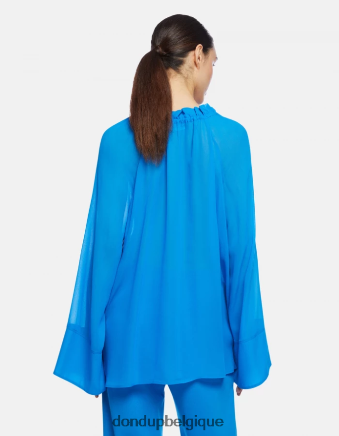 femmes vêtements DONDUP turquoise chemise en georgette coupe classique 8826D0261