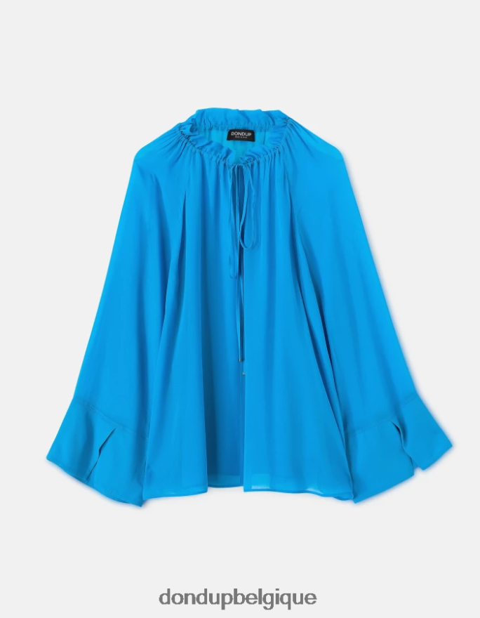 femmes vêtements DONDUP turquoise chemise en georgette coupe classique 8826D0261