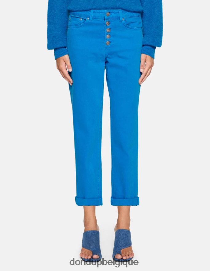 femmes vêtements DONDUP turquoise koons - jean ample en denim bull stretch 8826D035