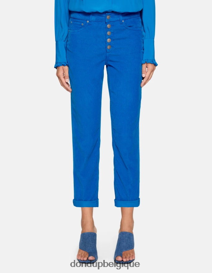 femmes vêtements DONDUP turquoise koons pantalon ample en velours 8826D075