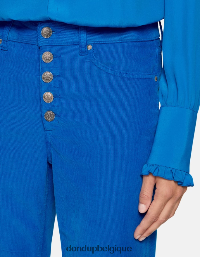 femmes vêtements DONDUP turquoise koons pantalon ample en velours 8826D075