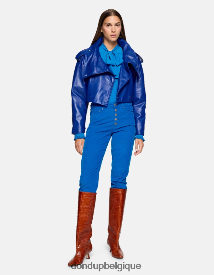 femmes vêtements DONDUP turquoise koons pantalon ample en velours 8826D075