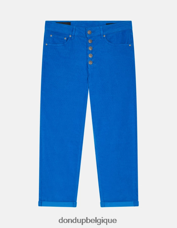 femmes vêtements DONDUP turquoise koons pantalon ample en velours 8826D075