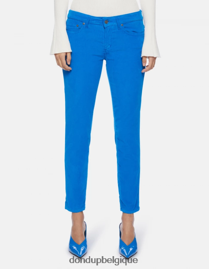 femmes vêtements DONDUP turquoise monroe pantalon skinny en velours 8826D014
