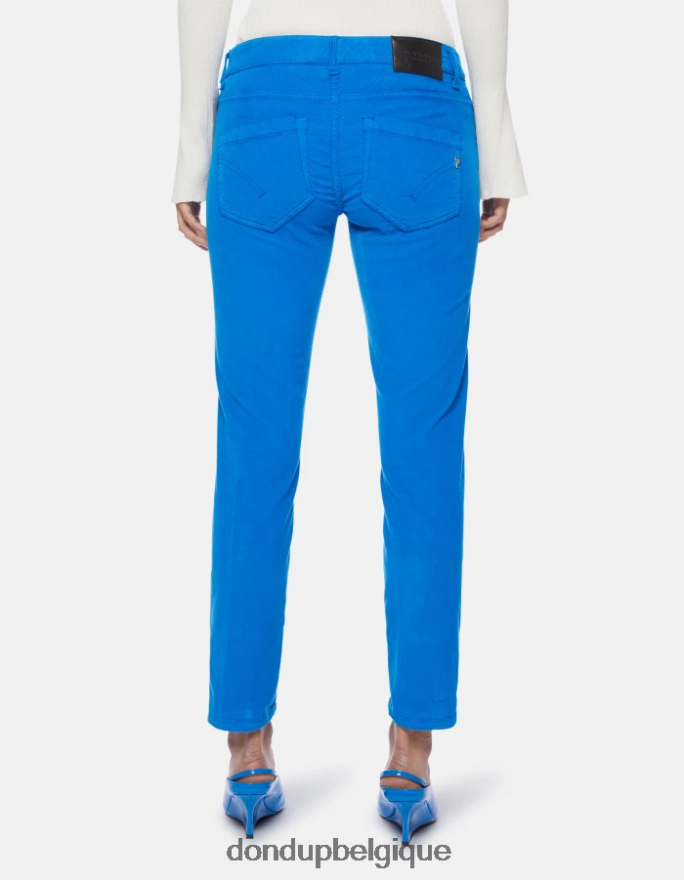 femmes vêtements DONDUP turquoise monroe pantalon skinny en velours 8826D014