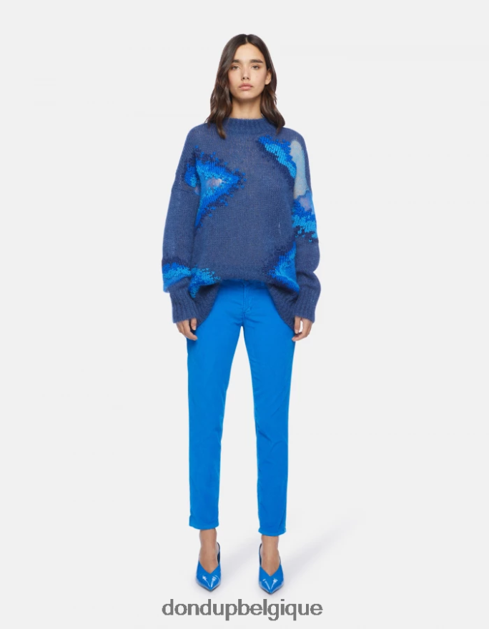 femmes vêtements DONDUP turquoise monroe pantalon skinny en velours 8826D014