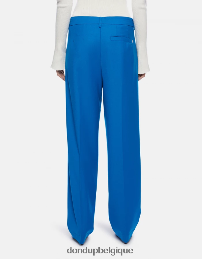 femmes vêtements DONDUP turquoise pantalon ample en flanelle daly 8826D0194