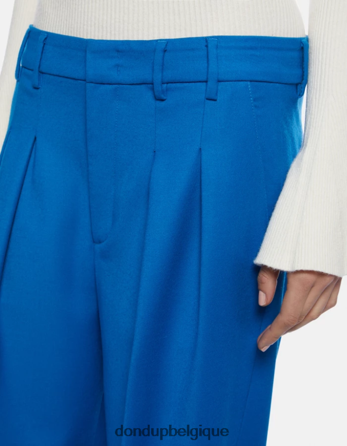 femmes vêtements DONDUP turquoise pantalon ample en flanelle daly 8826D0194
