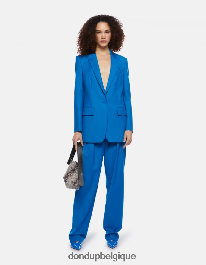 femmes vêtements DONDUP turquoise pantalon ample en flanelle daly 8826D0194