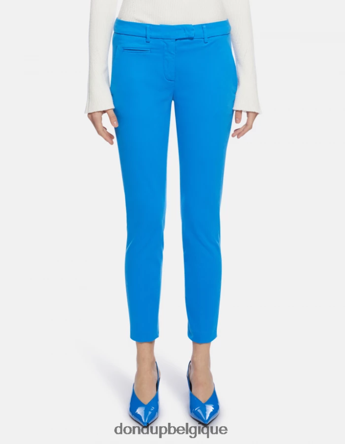 femmes vêtements DONDUP turquoise pantalon slim en tricotine parfait 8826D0212