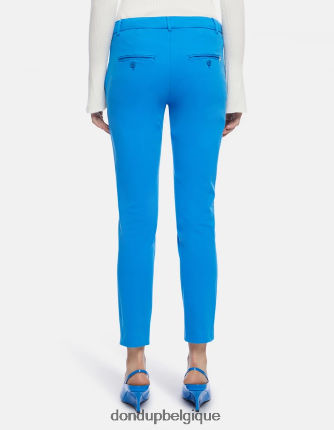femmes vêtements DONDUP turquoise pantalon slim en tricotine parfait 8826D0212