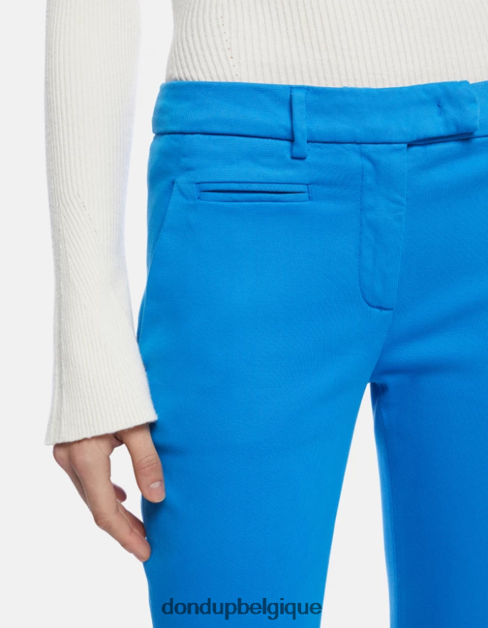 femmes vêtements DONDUP turquoise pantalon slim en tricotine parfait 8826D0212