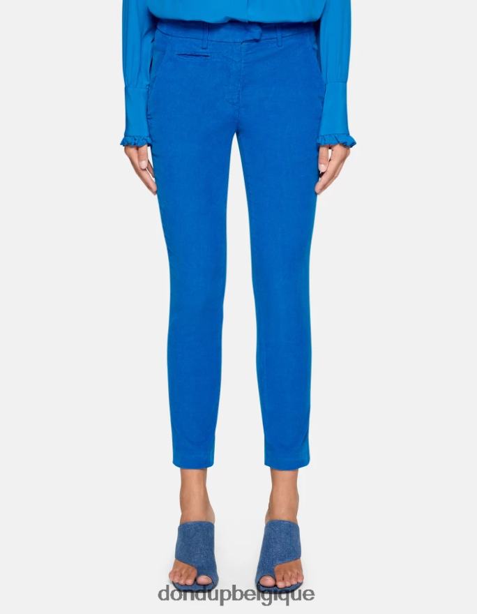 femmes vêtements DONDUP turquoise pantalon slim en velours parfait 8826D0155