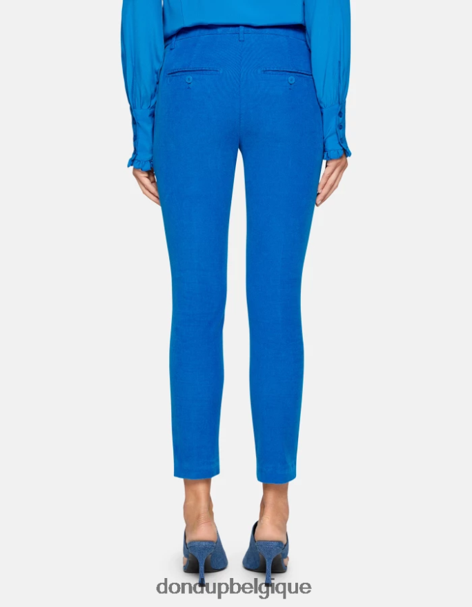 femmes vêtements DONDUP turquoise pantalon slim en velours parfait 8826D0155