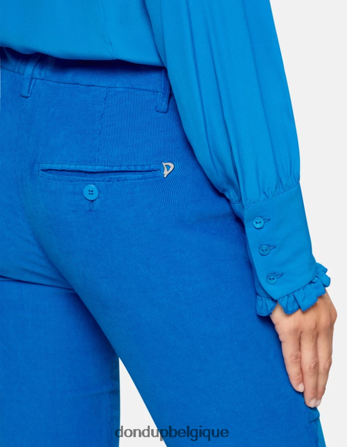 femmes vêtements DONDUP turquoise pantalon slim en velours parfait 8826D0155