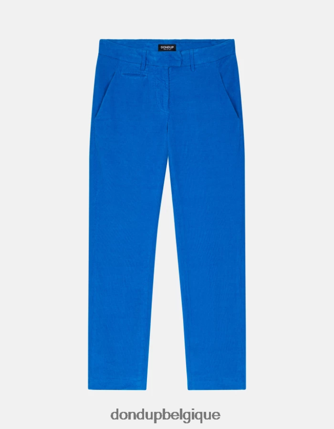 femmes vêtements DONDUP turquoise pantalon slim en velours parfait 8826D0155