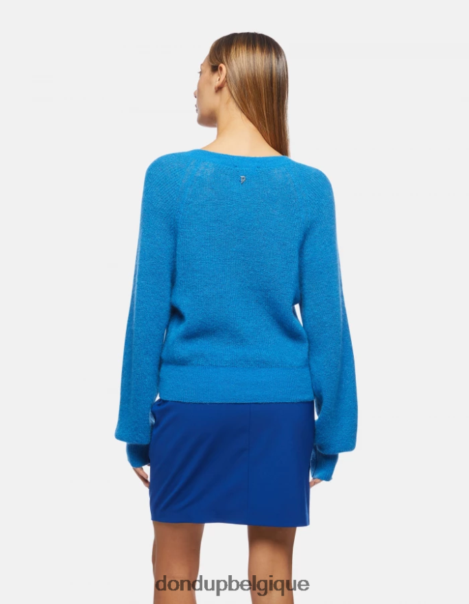 femmes vêtements DONDUP turquoise pull en mohair à col v 8826D0302
