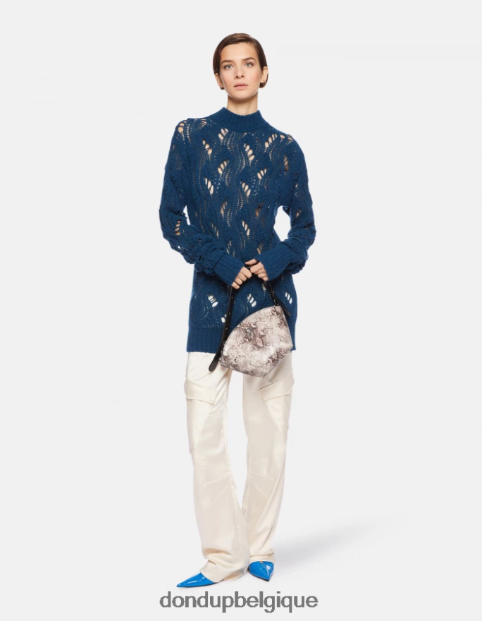 femmes vêtements DONDUP turquoise pull à col rond en laine 8826D0319
