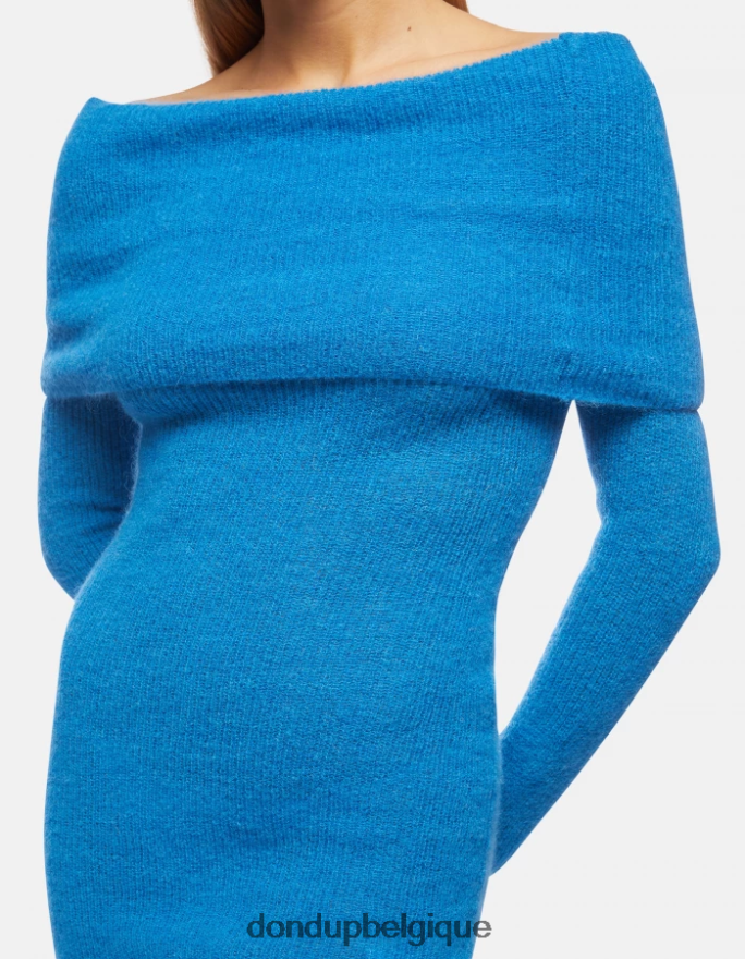 femmes vêtements DONDUP turquoise robe courte en mohair 8826D0294
