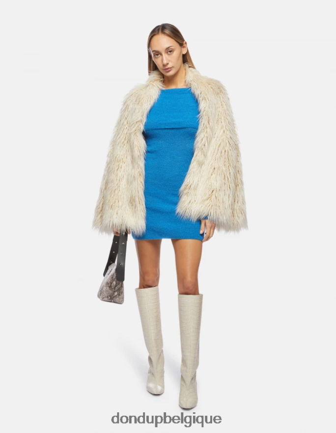 femmes vêtements DONDUP turquoise robe courte en mohair 8826D0294
