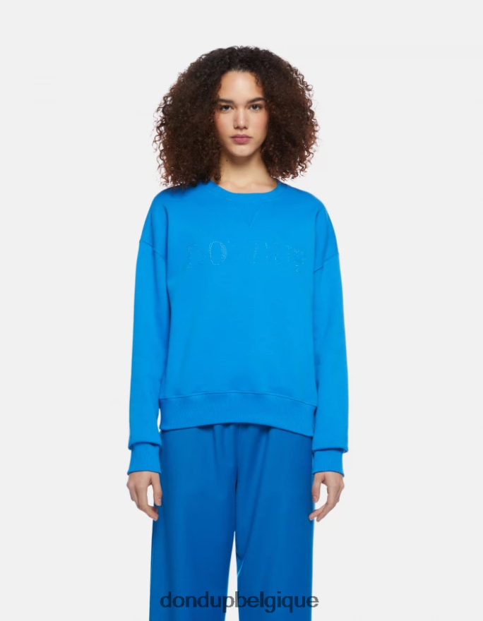 femmes vêtements DONDUP turquoise sweat-shirt coupe classique à col rond 8826D0429