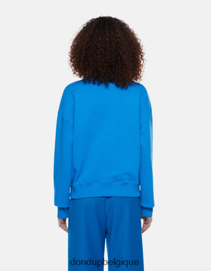 femmes vêtements DONDUP turquoise sweat-shirt coupe classique à col rond 8826D0429