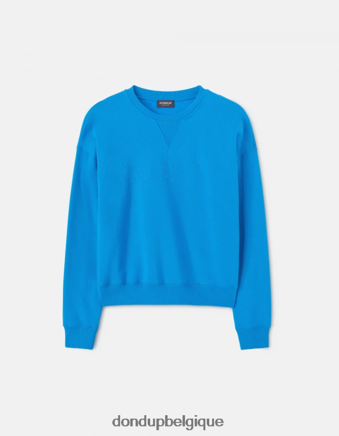 femmes vêtements DONDUP turquoise sweat-shirt coupe classique à col rond 8826D0429