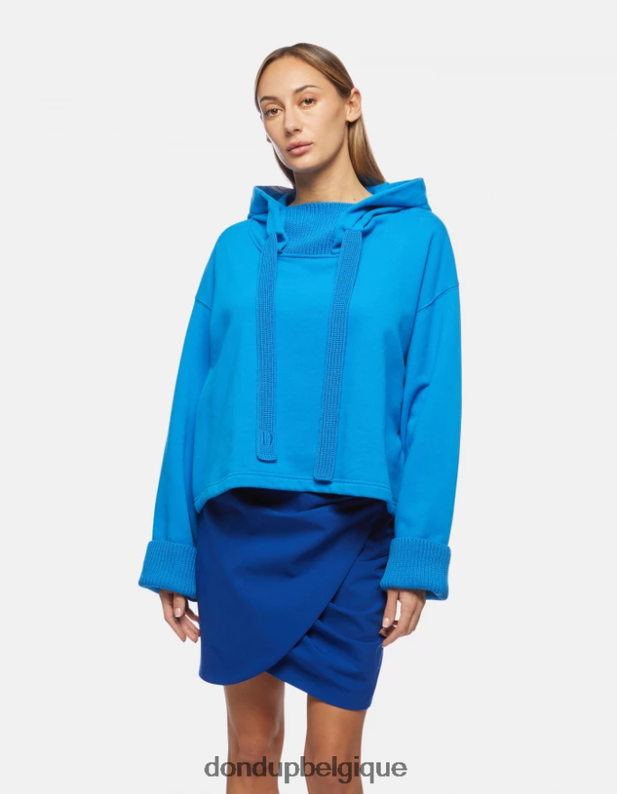 femmes vêtements DONDUP turquoise sweat à capuche surdimensionné 8826D0453