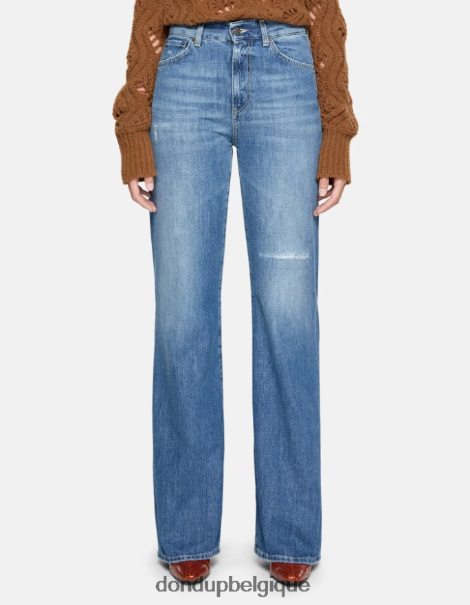 femmes vêtements DONDUP bleu jean large en denim rigide ambre 8826D069