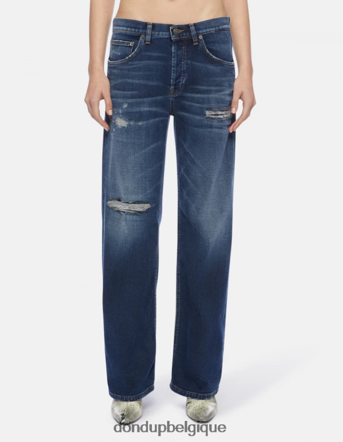femmes vêtements DONDUP bleu jean large en denim stretch Jacklyn 8826D0100