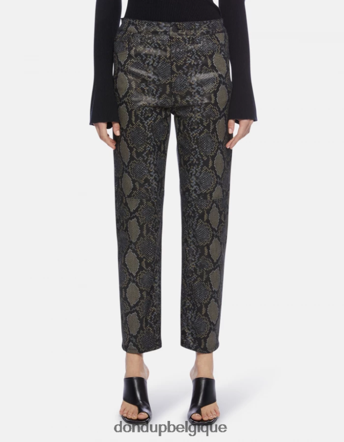 femmes vêtements DONDUP noir pantalon en coton imprimé coupe classique nicole 8826D082