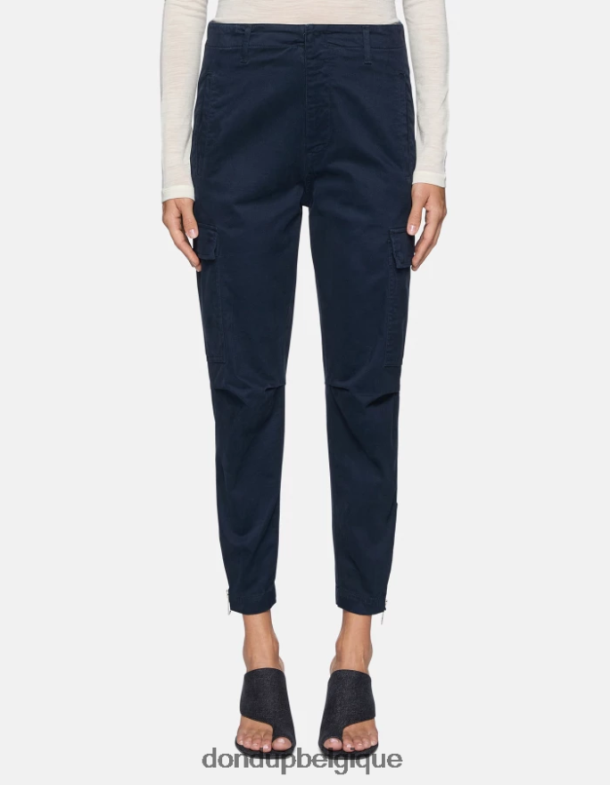 femmes vêtements DONDUP bleu marine pantalon cargo en coton eve 8826D0164