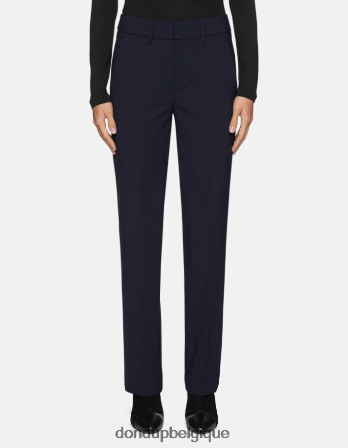 femmes vêtements DONDUP bleu marine pantalon ample en laine 30 pouces meli 8826D0241