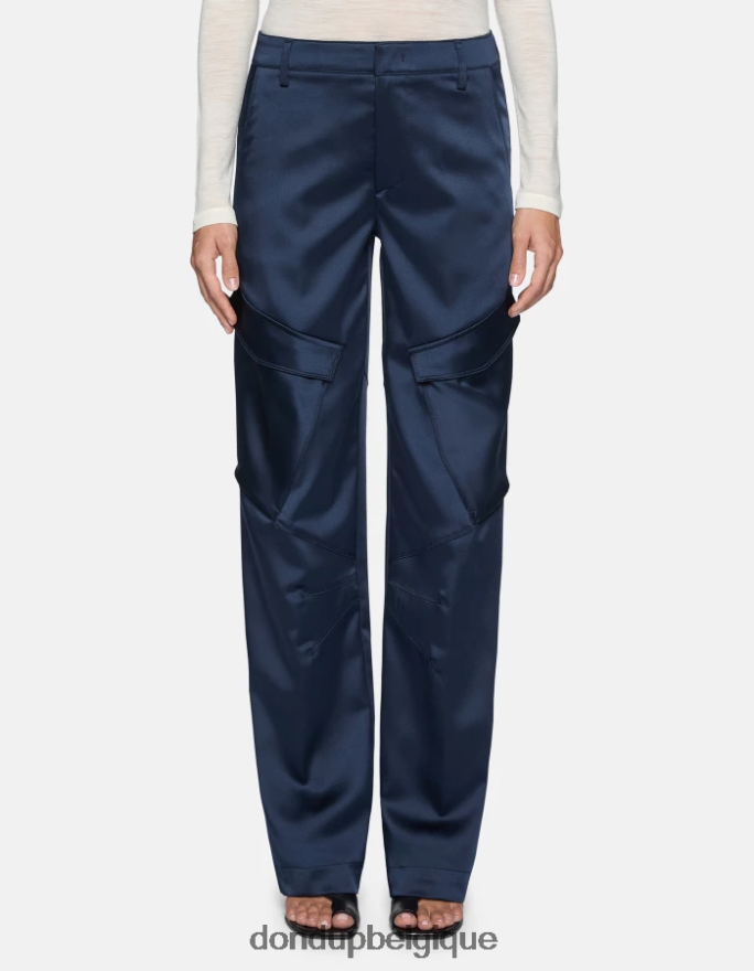 femmes vêtements DONDUP bleu pantalon ample en satin camila 8826D0199