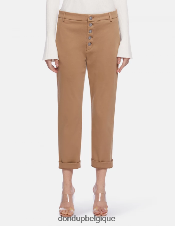femmes vêtements DONDUP sable pantalon ample en tricotine nima 8826D0232