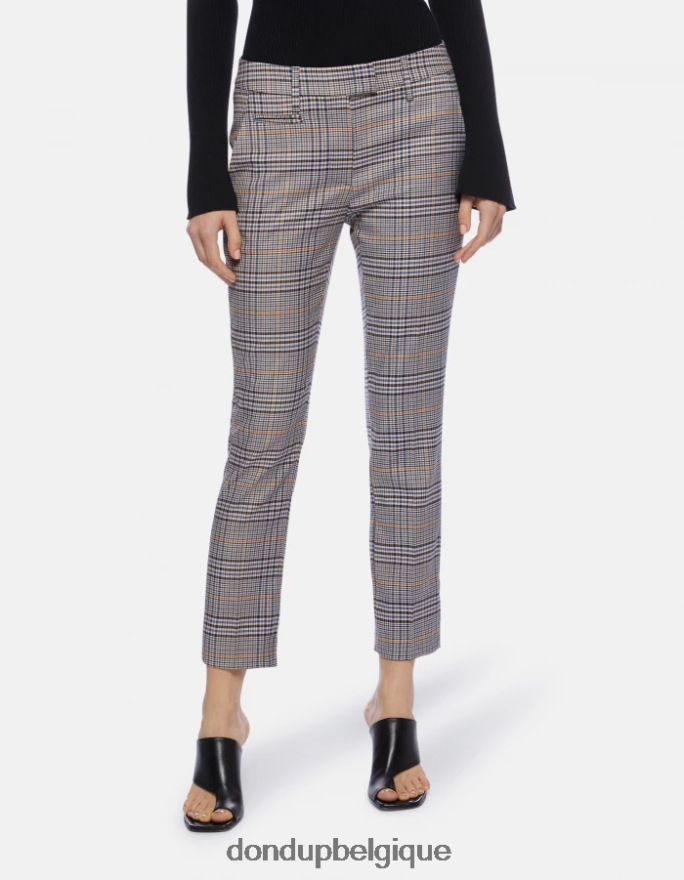 femmes vêtements DONDUP bleu pantalon slim fit parfait en tissu à carreaux prince de galles 8826D0226