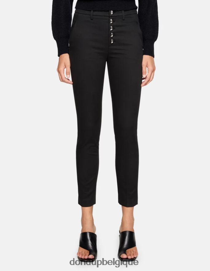 femmes vêtements DONDUP noir pantalon slim en coton Carmen 8826D0206