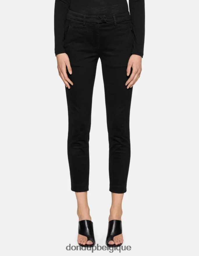 femmes vêtements DONDUP noir pantalon slim en coton parfait 8826D0177