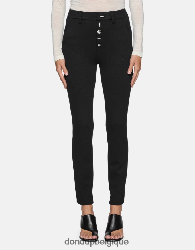 femmes vêtements DONDUP noir pantalon slim en jersey Carmen 8826D0236