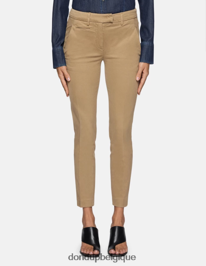 femmes vêtements DONDUP sable pantalon slim en coton parfait 8826D0178