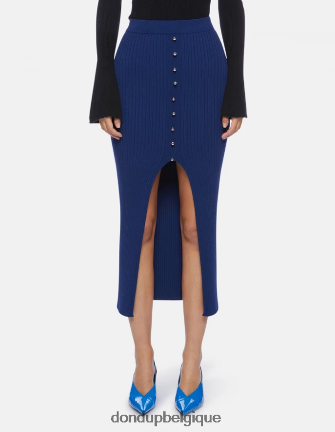 femmes vêtements DONDUP bleu jupe mi-longue en viscose 8826D0406