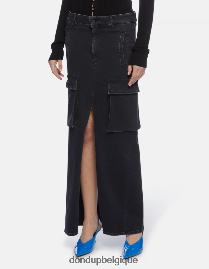 femmes vêtements DONDUP noir jupe longue en jean stretch 8826D0396
