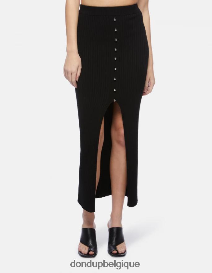 femmes vêtements DONDUP noir jupe mi-longue en viscose 8826D0407
