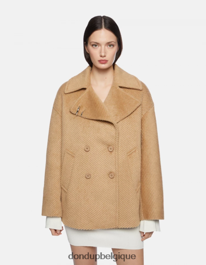 femmes vêtements DONDUP cannelle caban en tissu à double boutonnage 8826D0342